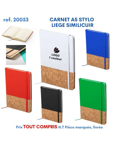 CARNET A5 LIEGE SIMILI CUIR REF 20053 20053 ECO RESPONSABLES  5,27 €