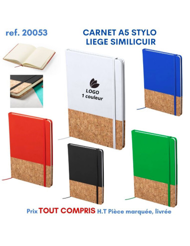 CARNET A5 LIEGE SIMILI CUIR REF 20053 20053 ECO RESPONSABLES  5,27 €