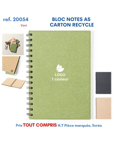 BLOC NOTES A5 CARTON RECYCLE REF 20054 20054 ECO RESPONSABLES  5,03 €