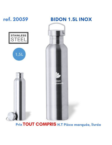 BIDON 1.5L INOX REF 20059 20059 GOURDES GOBELETS : OBJETS PUBLICITAIRES  11,43 €