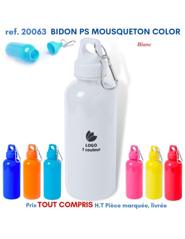 BIDON PS MOUSQUETON COLOR REF 20063 20063 GOURDES GOBELETS : OBJETS PUBLICITAIRES  3,46 €