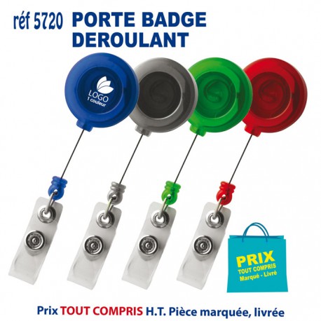 PORTE BADGE DEROULANT REF 5720 5720 lacet tour de cou publicitaire  1,54 €