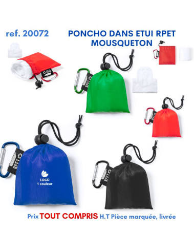 PONCHO DANS ETUI RPET MOUSQUETON REF 20072 20072 PRATIQUE  2,99 €