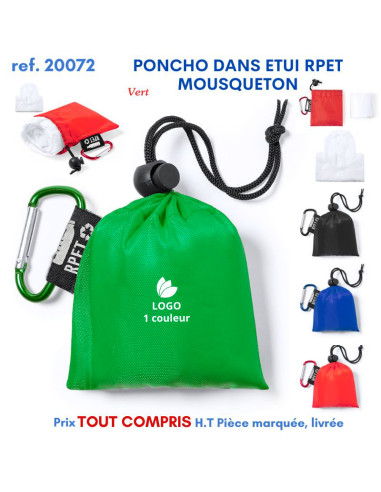 PONCHO DANS ETUI RPET MOUSQUETON REF 20072 20072 PRATIQUE  2,99 €