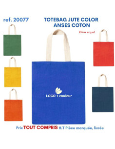 TOTEBAG JUTE COLOR ANSES COTON REF 20077 20077 SACS SHOPPING - TOTEBAG  5,49 €