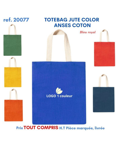 TOTEBAG JUTE COLOR ANSES COTON REF 20077 20077 SACS SHOPPING - TOTEBAG  5,49 €