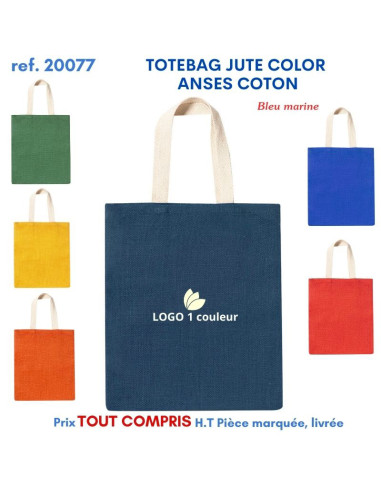 TOTEBAG JUTE COLOR ANSES COTON REF 20077 20077 SACS SHOPPING - TOTEBAG  5,49 €