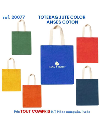 TOTEBAG JUTE COLOR ANSES COTON REF 20077 20077 SACS SHOPPING - TOTEBAG  5,49 €