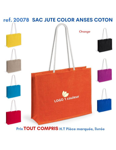 GRAND SAC SHOPING JUTE COLOR ANSES COTON REF 20078 20078 SACS SHOPPING - TOTEBAG  6,92 €