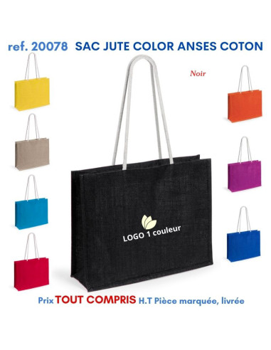 GRAND SAC SHOPING JUTE COLOR ANSES COTON REF 20078 20078 SACS SHOPPING - TOTEBAG  6,92 €