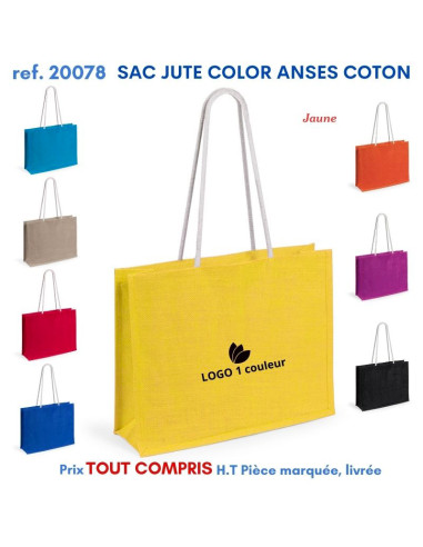 GRAND SAC SHOPING JUTE COLOR ANSES COTON REF 20078 20078 SACS SHOPPING - TOTEBAG  6,92 €