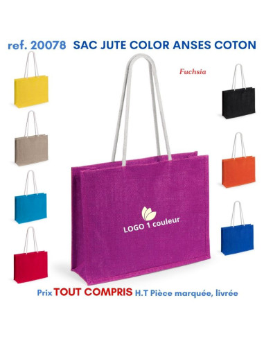 GRAND SAC SHOPING JUTE COLOR ANSES COTON REF 20078 20078 SACS SHOPPING - TOTEBAG  6,92 €