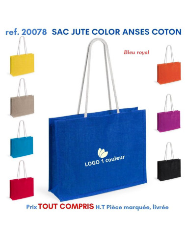 GRAND SAC SHOPING JUTE COLOR ANSES COTON REF 20078 20078 SACS SHOPPING - TOTEBAG  6,92 €