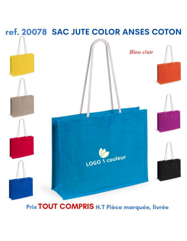 GRAND SAC SHOPING JUTE COLOR ANSES COTON REF 20078 20078 SACS SHOPPING - TOTEBAG  6,92 €