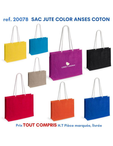 GRAND SAC SHOPING JUTE COLOR ANSES COTON REF 20078 20078 SACS SHOPPING - TOTEBAG  6,92 €