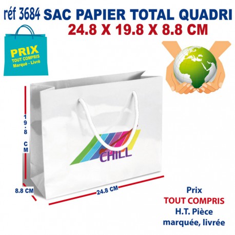 SAC PAPIER TOTAL QUADRI 24.8 X 19.8 X 8.8 CM REF 3684 3684 SACS PAPIER  2,10 €