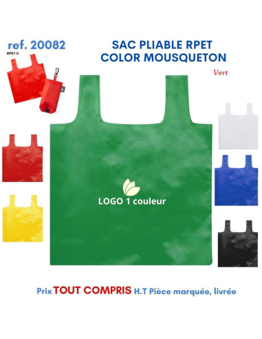 SAC PLIABLE RPET COLOR MOUSQUETON REF 20082 20082 SACS PLIABLES  3,13 €