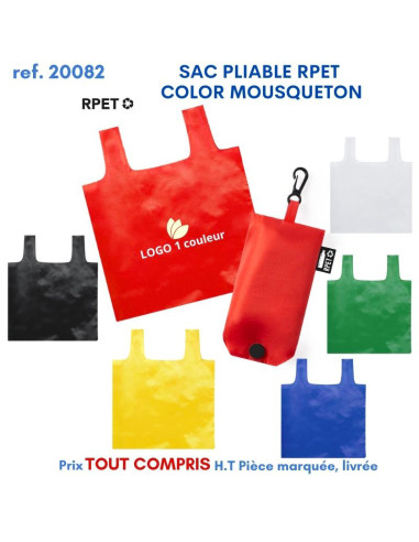 SAC PLIABLE RPET COLOR MOUSQUETON REF 20082 20082 SACS PLIABLES  3,13 €