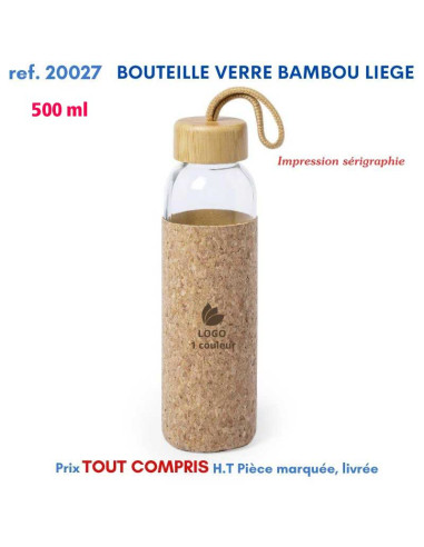 BOUTEILLE VERRE BAMBOU LIEGE REF 20027 20027 GOURDES GOBELETS : OBJETS PUBLICITAIRES  4,94 €