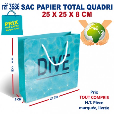 SAC PAPIER TOTAL QUADRI 25 X 25 X 8 CM REF 3686 3686 SACS PAPIER  2,49 €