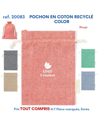 POCHON EN COTON RECYCLE COLOR REF 20083 20083 SACS SHOPPING - TOTEBAG  2,40 €