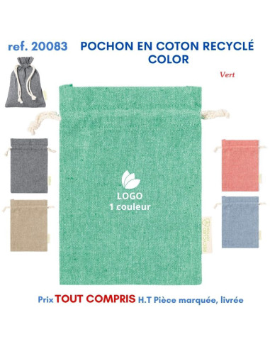 POCHON EN COTON RECYCLE COLOR REF 20083 20083 SACS SHOPPING - TOTEBAG  2,40 €