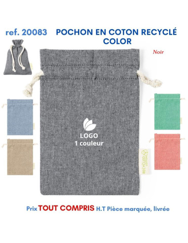 POCHON EN COTON RECYCLE COLOR REF 20083 20083 SACS SHOPPING - TOTEBAG  2,40 €