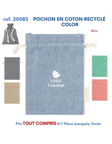 POCHON EN COTON RECYCLE COLOR REF 20083 20083 SACS SHOPPING - TOTEBAG  2,40 €