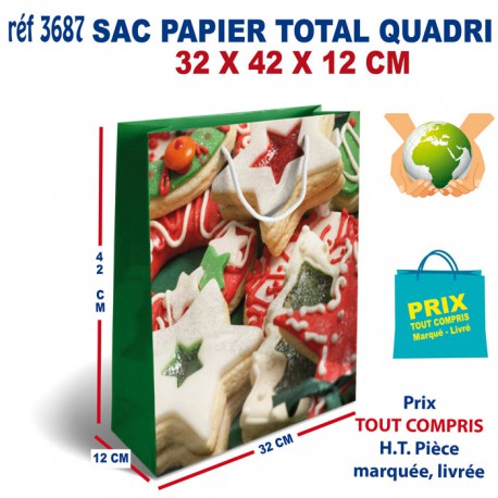 SAC PAPIER TOTAL QUADRI 32 X 42 X 12 CM REF 3687 3687 SACS PAPIER  3,46 €