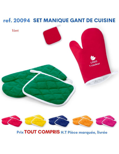 SET MANIQUE GANT DE CUISINE REF 20094 20094 TEXTILE PUBLICITAIRE POUR LA CUISINE  3,87 €