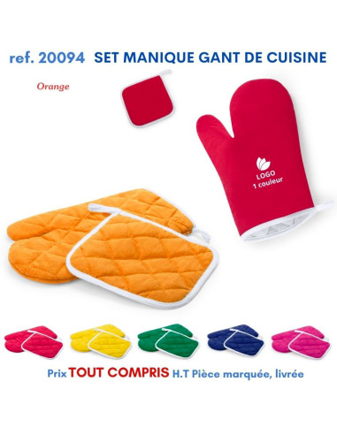 SET MANIQUE GANT DE CUISINE REF 20094 20094 TEXTILE PUBLICITAIRE POUR LA CUISINE  3,87 €