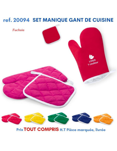SET MANIQUE GANT DE CUISINE REF 20094 20094 TEXTILE PUBLICITAIRE POUR LA CUISINE  3,87 €