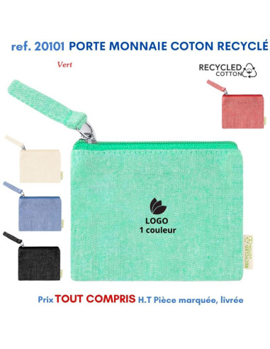 PORTE-MONNAIE COTON RECYCLE COLOR REF 20101 20101 PORTE MONNAIE PUBLICITAIRES  2,24 €