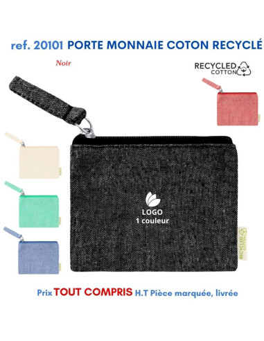 PORTE-MONNAIE COTON RECYCLE COLOR REF 20101 20101 PORTE MONNAIE PUBLICITAIRES  2,24 €