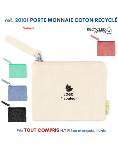 PORTE-MONNAIE COTON RECYCLE COLOR REF 20101 20101 PORTE MONNAIE PUBLICITAIRES  2,24 €