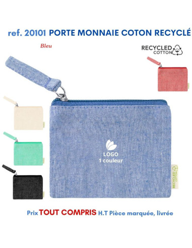 PORTE-MONNAIE COTON RECYCLE COLOR REF 20101 20101 PORTE MONNAIE PUBLICITAIRES  2,24 €