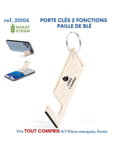 PORTE CLES 2 FONCTIONS PAILLE DE BLE REF 20106 20106 PORTE CLES PLASTIQUE  1,13 €