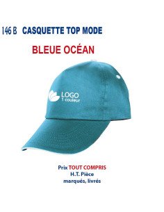 Casquette personnalisée été confortable avec broderie et logo bleue océan, modèle top mode.