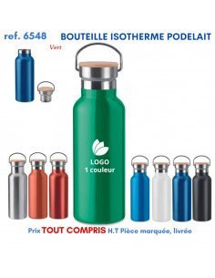 Gourde isotherme colorée avec bouchon métallique et logo personnalisé, collection de goodies gourde personnalisable multi-couleurs.