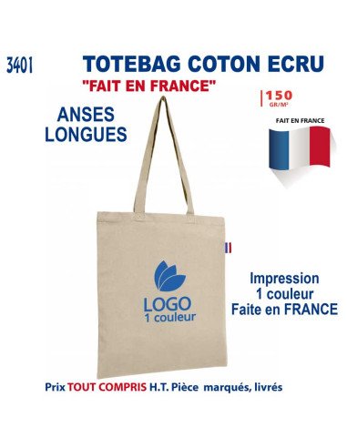 SAC COTON ECRU 150 GRS FAIT EN FRANCE REF 3401